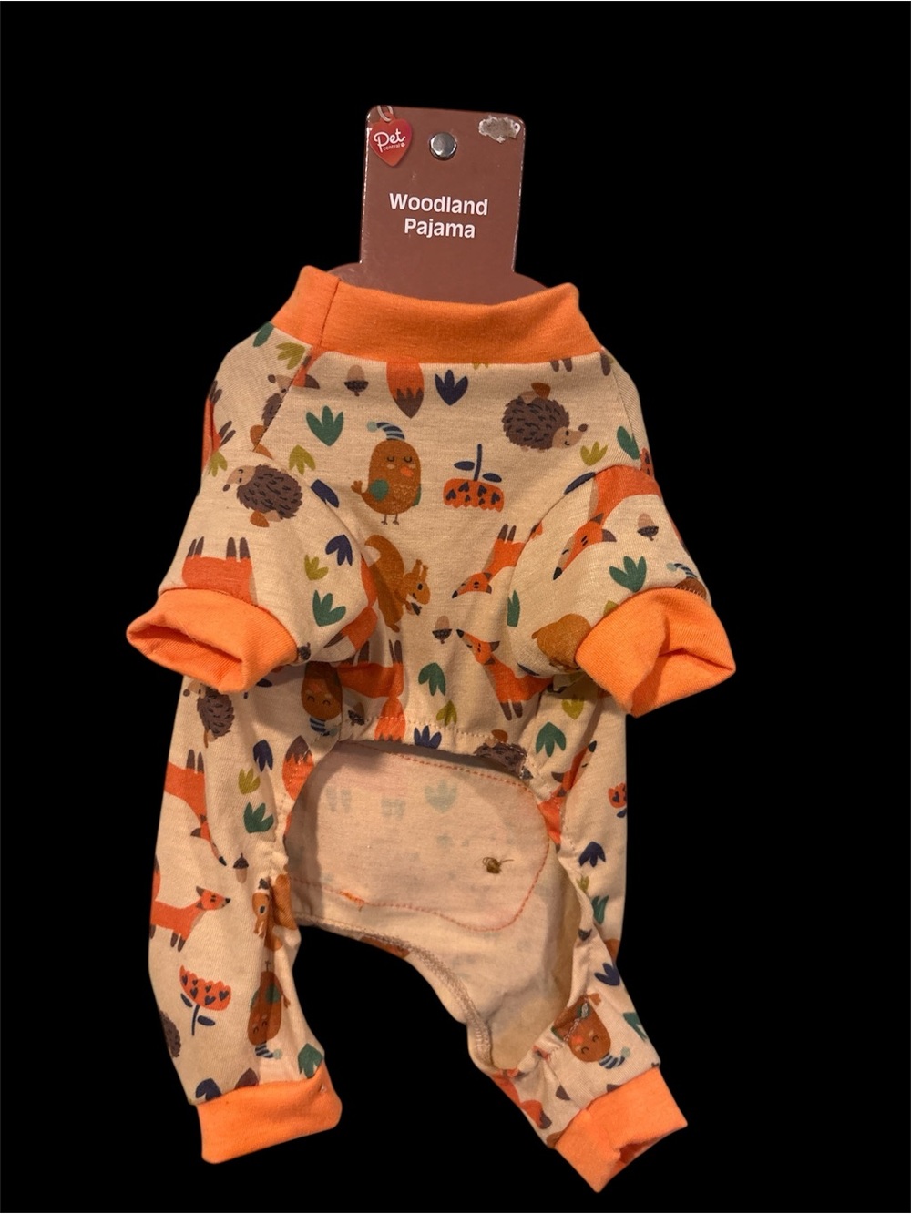 Woodland Pajama Dog Onesie - Orange Trim